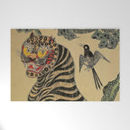 Striped Vintage Minhwa Tiger and Magpie Welcome Mat Gallery Image 1