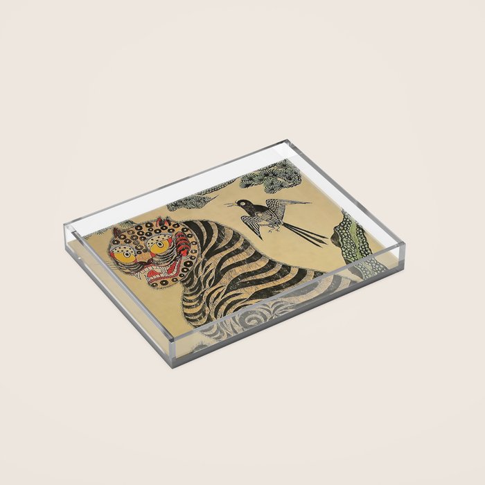 Striped Vintage Minhwa Tiger and Magpie Acrylic Tray Gallery Image 2
