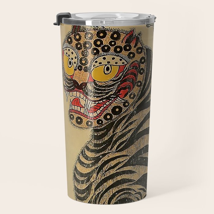 Striped Vintage Minhwa Tiger and Magpie Travel Mug Gallery Image 3