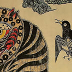 Striped Vintage Minhwa Tiger and Magpie Coffee Mug Gallery Image 2