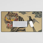 Striped Vintage Minhwa Tiger and Magpie Desk Mat Gallery Image 1