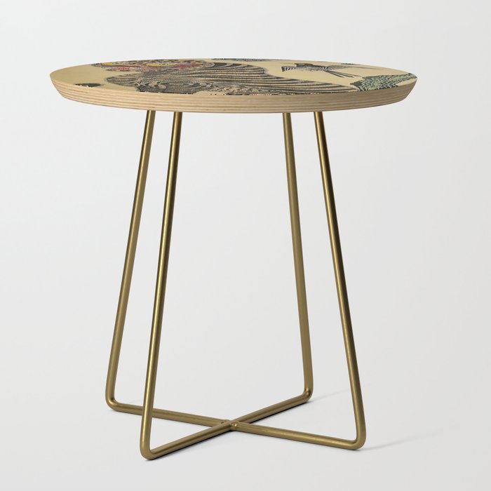 Striped Vintage Minhwa Tiger and Magpie Side Table Gallery Image 1