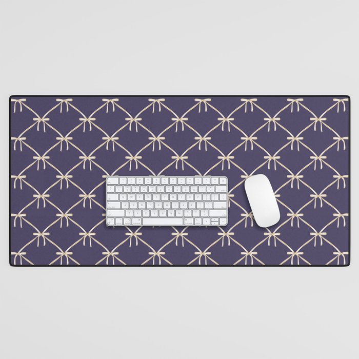 Bows & Ribbons Pattern XXXII Dark Lavender Purple Desk Mat Gallery Image 1