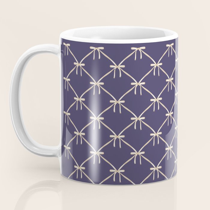 Bows & Ribbons Pattern XXXII Dark Lavender Purple Coffee Mug Gallery Image 3