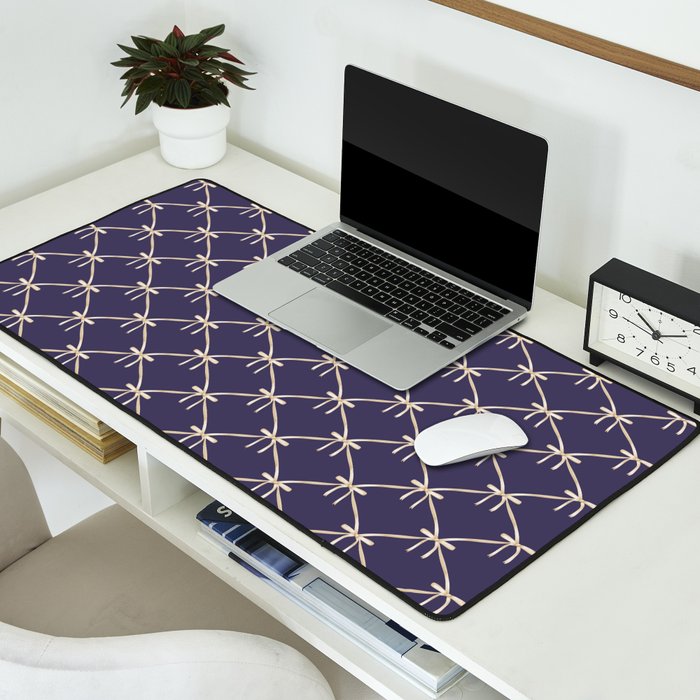 Bows & Ribbons Pattern XXXII Dark Lavender Purple Desk Mat Gallery Image 2