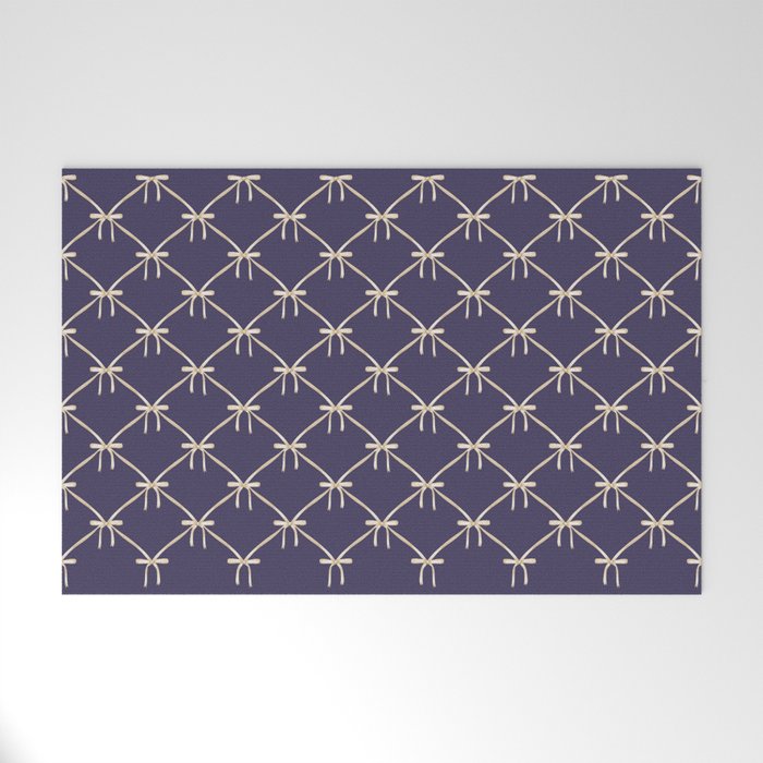Bows & Ribbons Pattern XXXII Dark Lavender Purple Welcome Mat Gallery Image 1