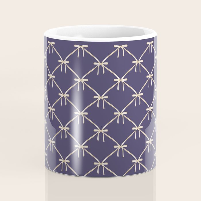 Bows & Ribbons Pattern XXXII Dark Lavender Purple Coffee Mug Gallery Image 4