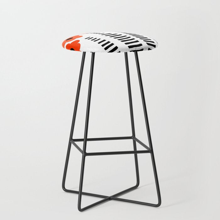 Red Petals Retro Flowers Stripe Bottles White Background #decor #society6 #buyart Stool Gallery Image 1