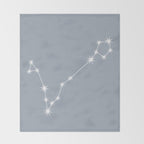 Pisces Zodiac Star Constellation Line Art Blue Grey Throw Blanket Gallery Image 2