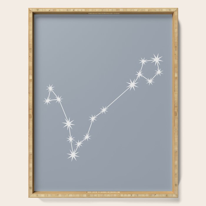 Pisces Zodiac Star Constellation Line Art Blue Grey Serving Tray Gallery Image 1