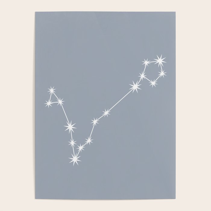 Pisces Zodiac Star Constellation Line Art Blue Grey Poster Gallery Image 4