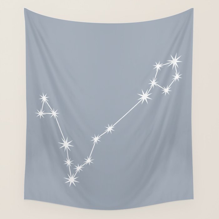 Pisces Zodiac Star Constellation Line Art Blue Grey Wall Tapestry Gallery Image 4