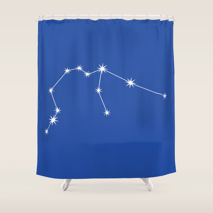 Aquarius Zodiac Star Constellation Line Art Vibrant Blue Shower Curtain Gallery Image 1