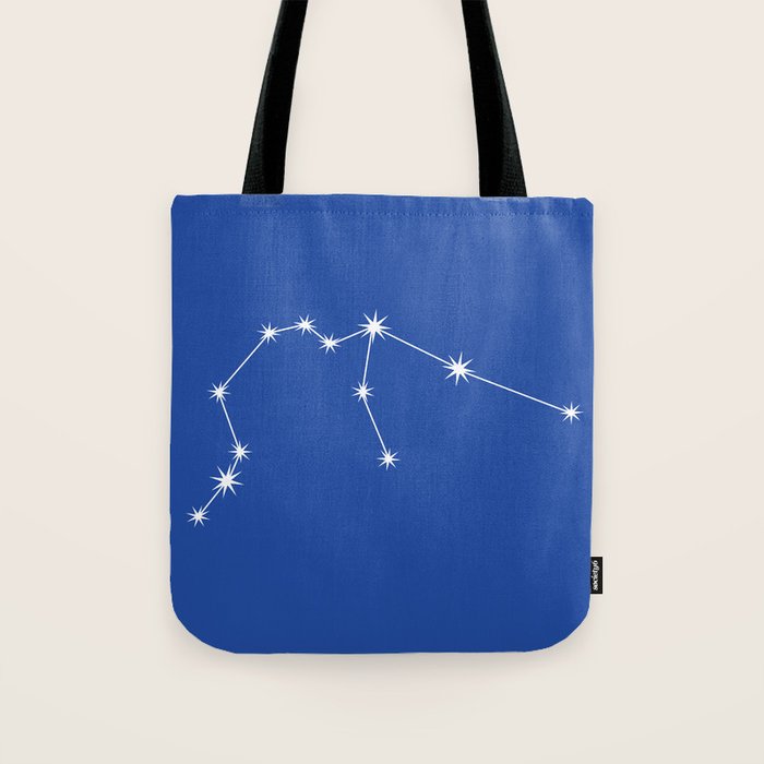 Aquarius Zodiac Star Constellation Line Art Vibrant Blue Tote Bag Gallery Image 1