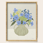bouquet of bright blue flowers in a vase Serving Tray Gallery Image 1