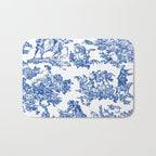 Royal Blue Toile de Jouy Bath Mat Gallery Image 1