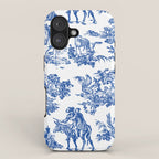 Royal Blue Toile de Jouy iPhone Case Gallery Image 1