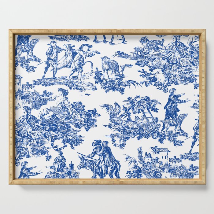 Royal Blue Toile de Jouy Serving Tray Gallery Image 1