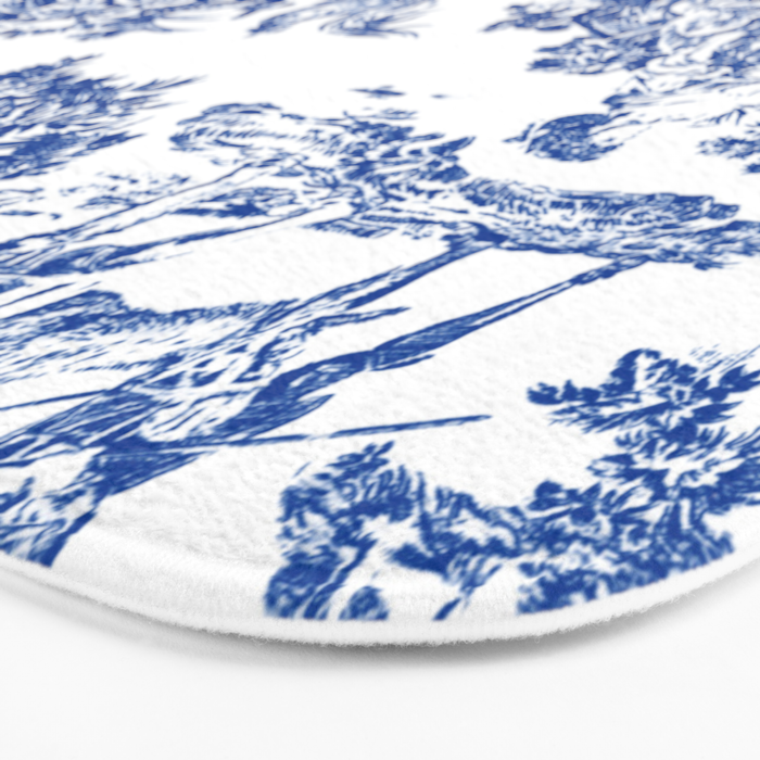 Royal Blue Toile de Jouy Bath Mat Gallery Image 3