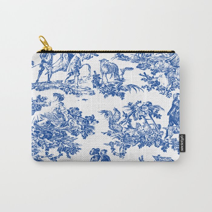 Royal Blue Toile de Jouy Carry All Pouch Gallery Image 1