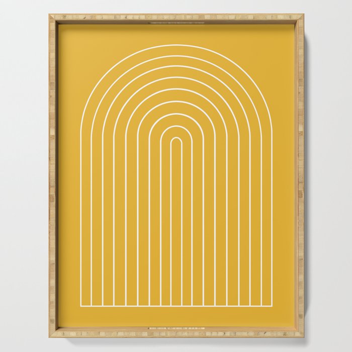Minimal Arch IX Golden Yellow Modern Geometric Lines Serving Tray Gallery Image 1