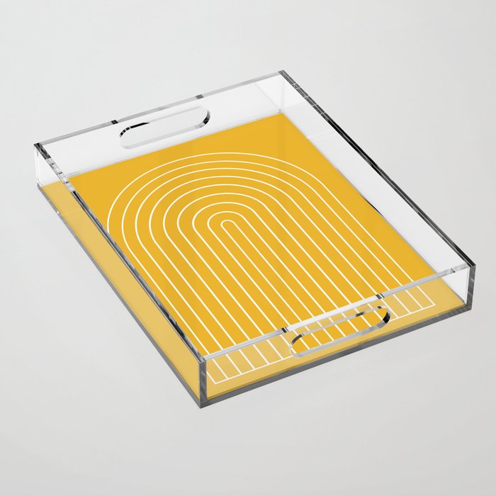 Minimal Arch IX Golden Yellow Modern Geometric Lines Acrylic Tray Gallery Image 1