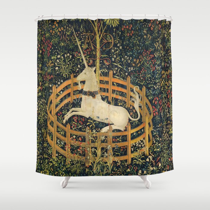The Unicorn in Captivity (from the Unicorn Tapestries) 1495-1505 Shower Curtain Gallery Image 1