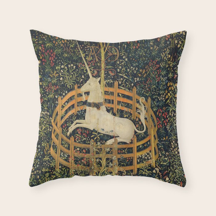 The Unicorn in Captivity (from the Unicorn Tapestries) 1495-1505 Throw Pillow Gallery Image 1