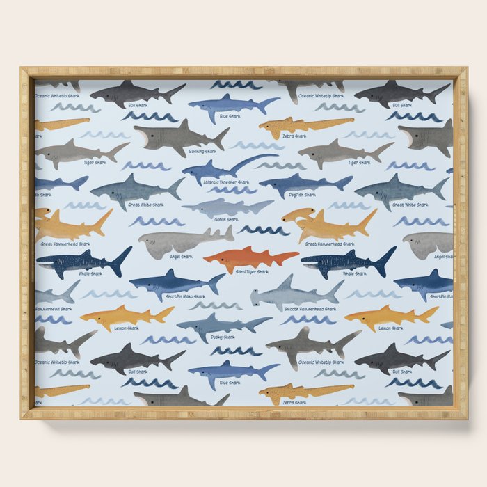 Shark Species Identification Chart Serving Tray Gallery Image 1