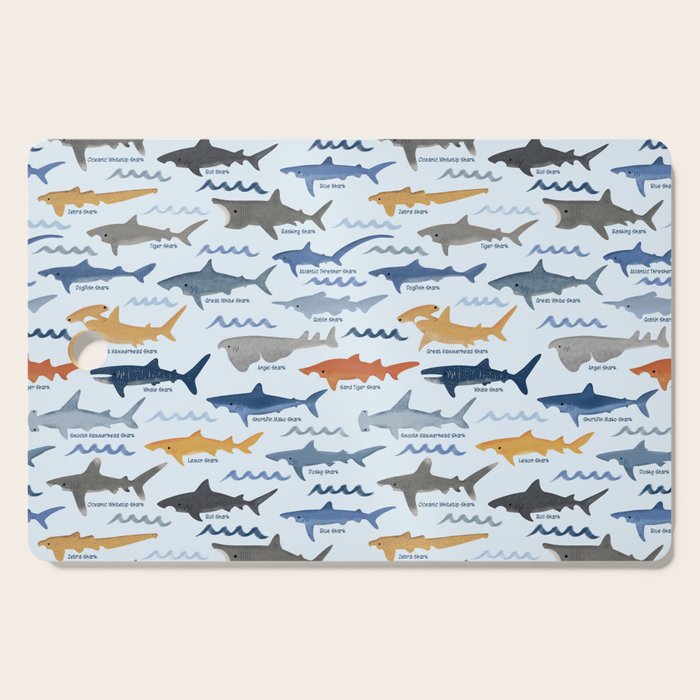 Shark Species Identification Chart Cutting Board Gallery Image 1