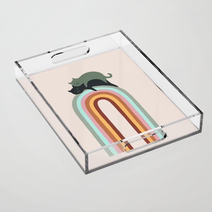 Rainbow cat 3 lover hugs Acrylic Tray Gallery Image 1