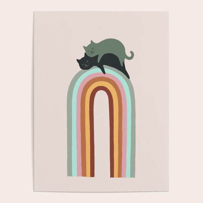 Rainbow cat 3 lover hugs Poster Gallery Image 1