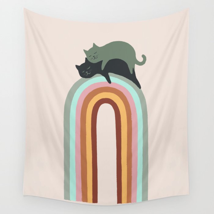 Rainbow cat 3 lover hugs Wall Tapestry Gallery Image 4