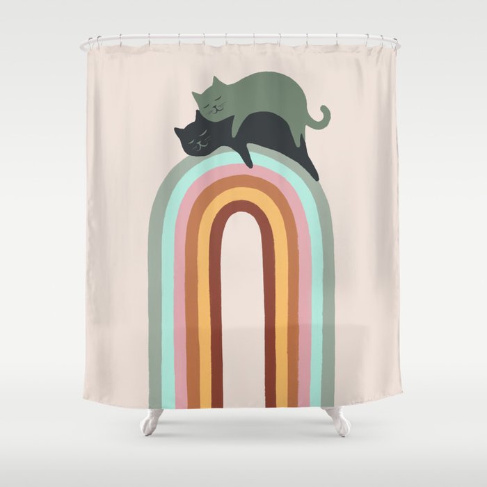 Rainbow cat 3 lover hugs Shower Curtain Gallery Image 1