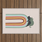 Rainbow cat 3 lover hugs Outdoor Rug Gallery Image 1