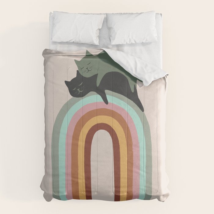 Rainbow cat 3 lover hugs Comforter Gallery Image 1