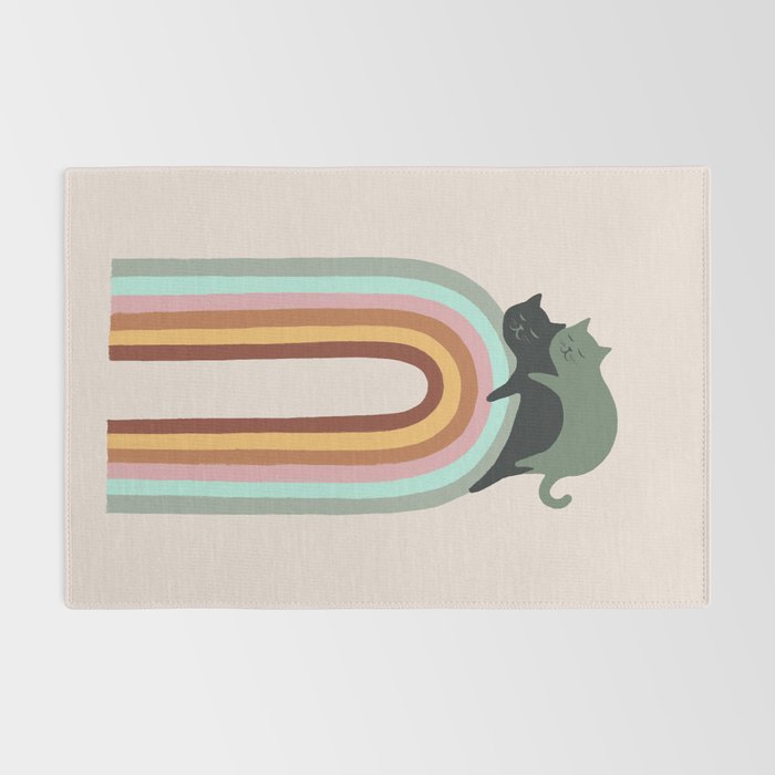 Rainbow cat 3 lover hugs Rug Gallery Image 2