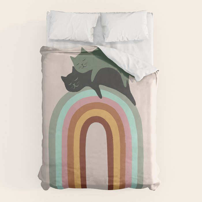 Rainbow cat 3 lover hugs Duvet Cover Gallery Image 1