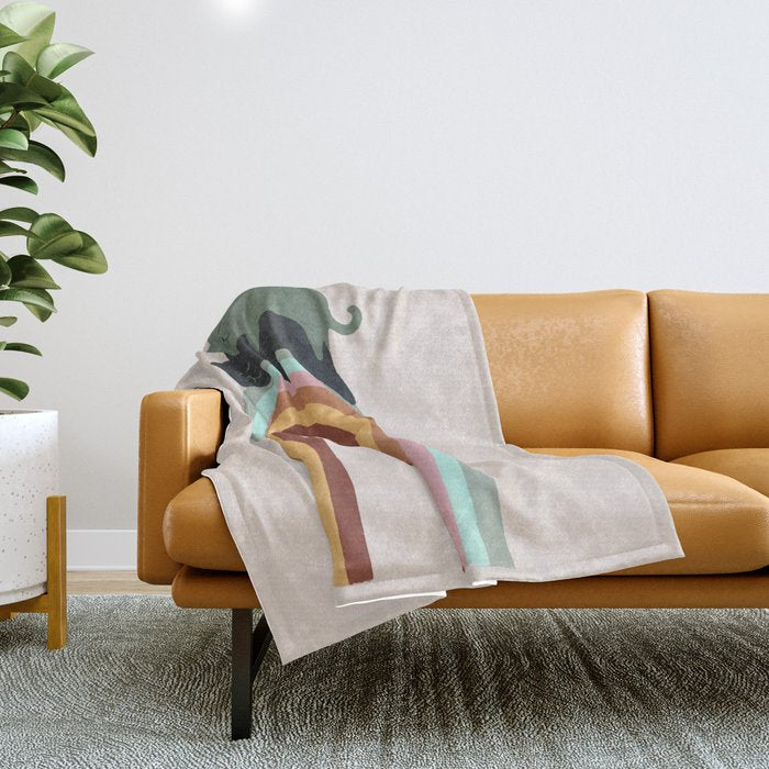 Rainbow cat 3 lover hugs Throw Blanket Gallery Image 1