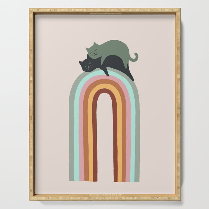 Rainbow cat 3 lover hugs Serving Tray Gallery Image 1