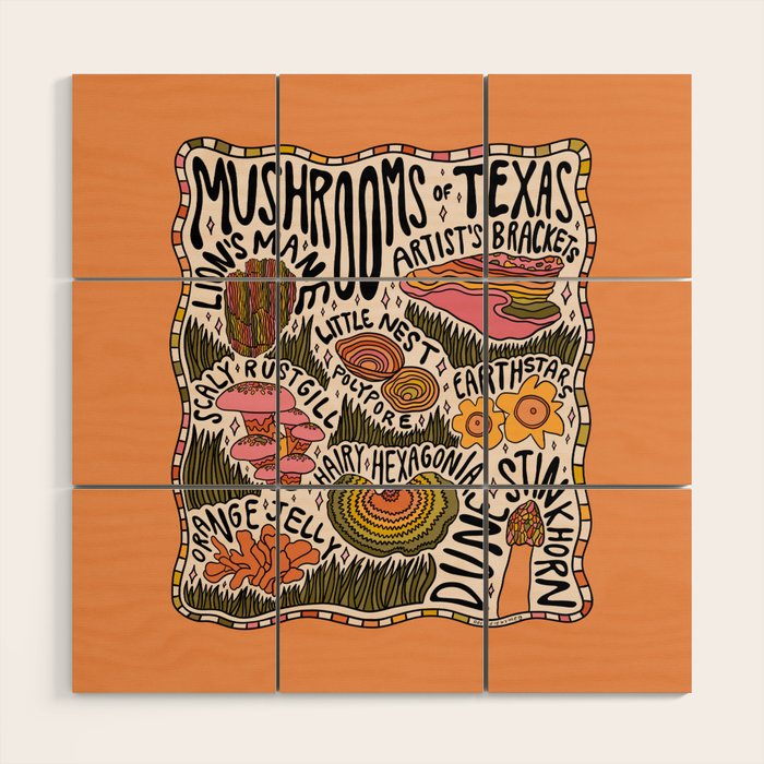 Mushrooms of Texas Wood Wall Art Gallery Image 1