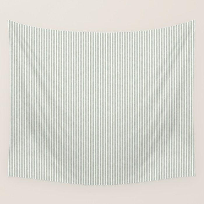 linen textured stripes - sage Wall Tapestry Gallery Image 4