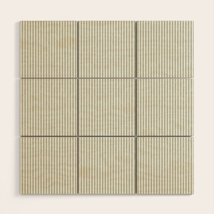 linen textured stripes - sage Wood Wall Art Gallery Image 1