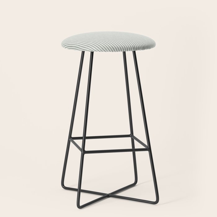 linen textured stripes - sage Stool Gallery Image 1