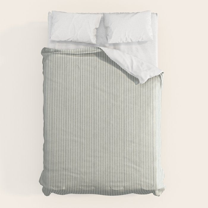 linen textured stripes - sage Comforter Gallery Image 6