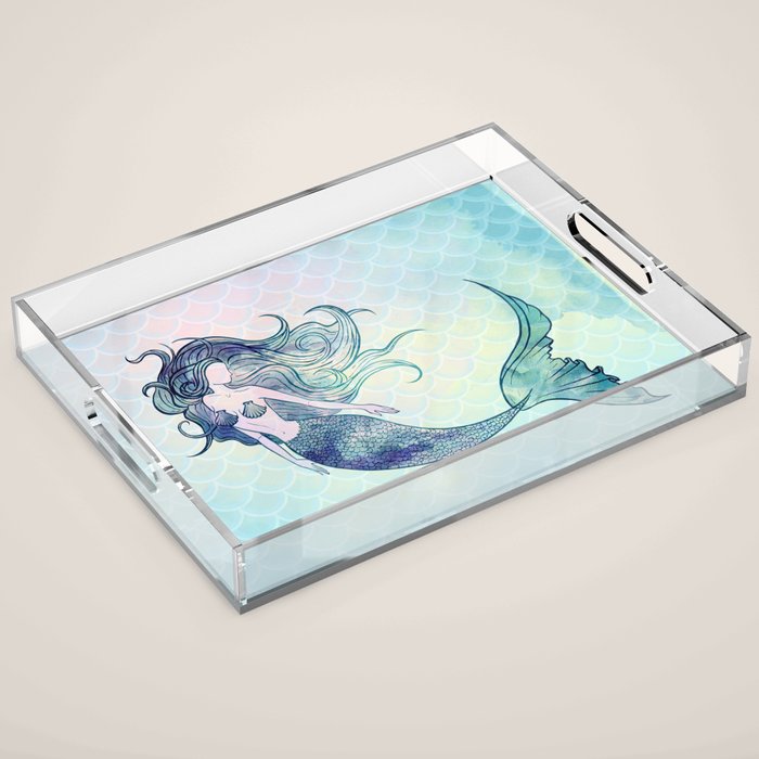 Watercolor Mermaid Acrylic Tray Gallery Image 1