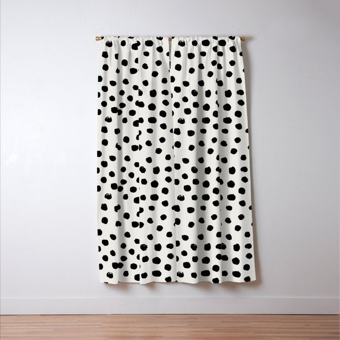 Preppy brushstroke free polka dots black and white spots dots dalmation animal spots design minimal Window Curtain Gallery Image 3
