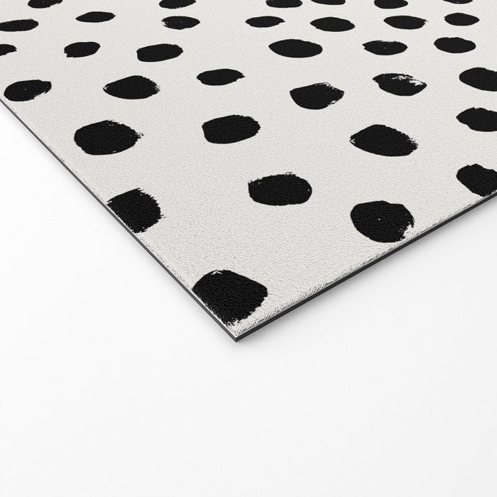 Preppy brushstroke free polka dots black and white spots dots dalmation animal spots design minimal Welcome Mat Gallery Image 2