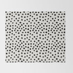 Preppy brushstroke free polka dots black and white spots dots dalmation animal spots design minimal Throw Blanket Gallery Image 2