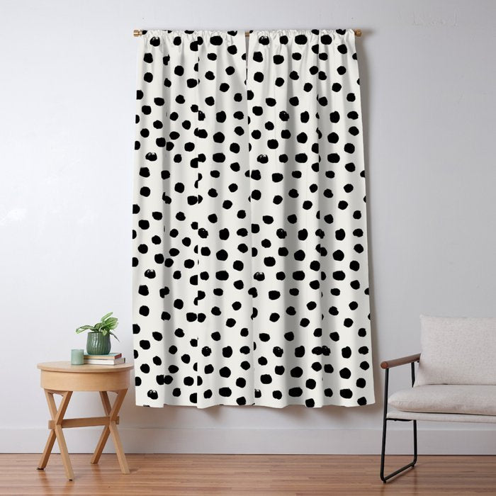 Preppy brushstroke free polka dots black and white spots dots dalmation animal spots design minimal Window Curtain Gallery Image 5